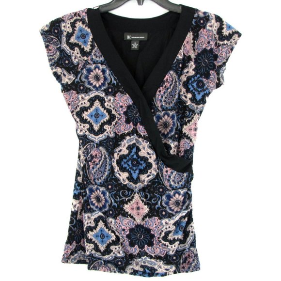 SALE! INC Floral Pink Black Blouse Top - Picture 1 of 3